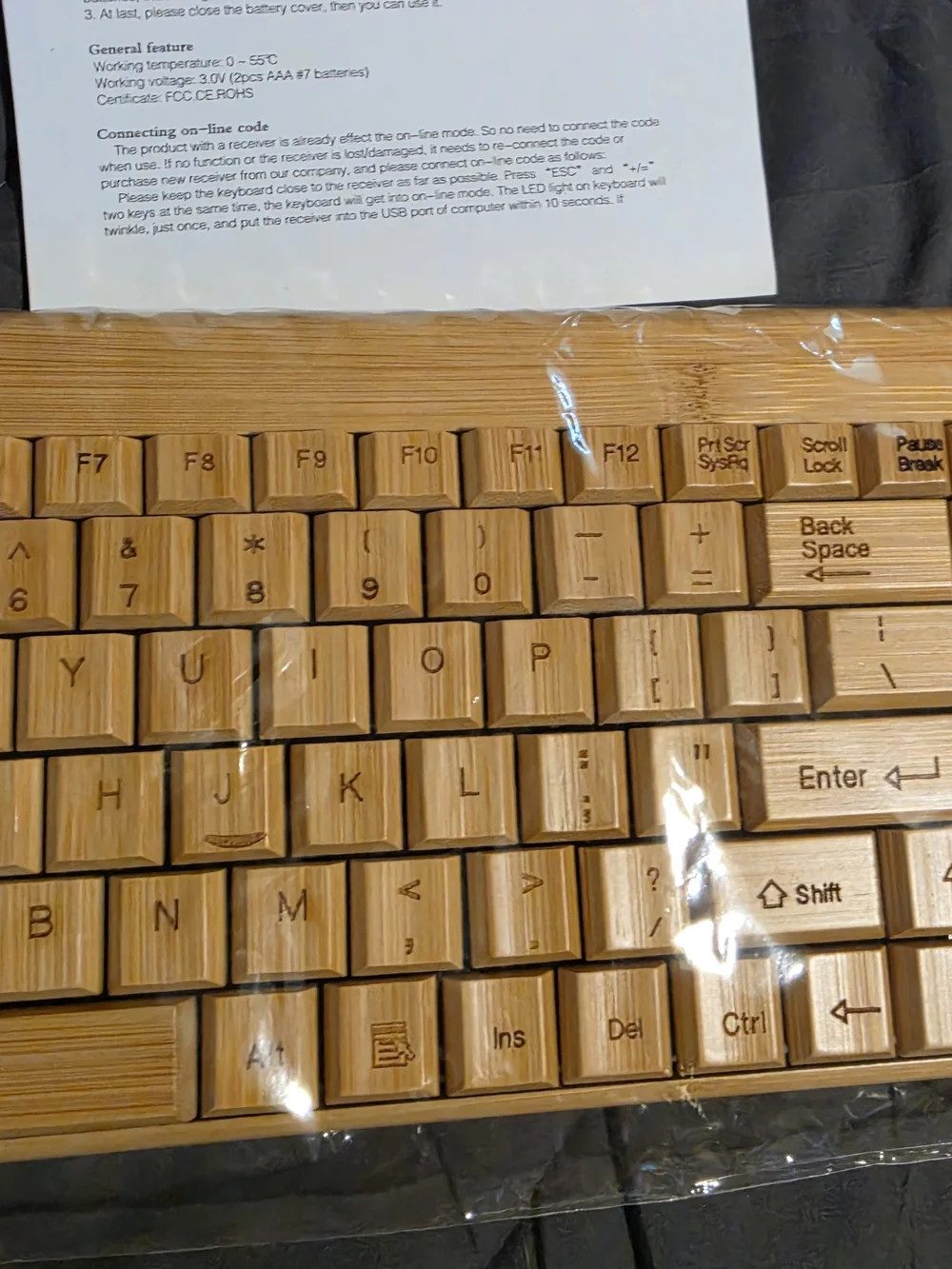 Wireless Multimedia Bamboo Keyboard - Natural Bamboo ***No Mouse**